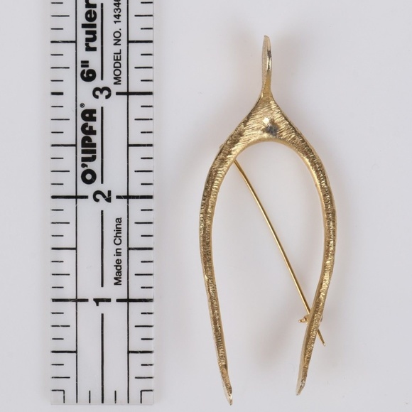 VTG 60s 70s Vans Authentics Gold Wishbone Brooch - Picture 6 of 8